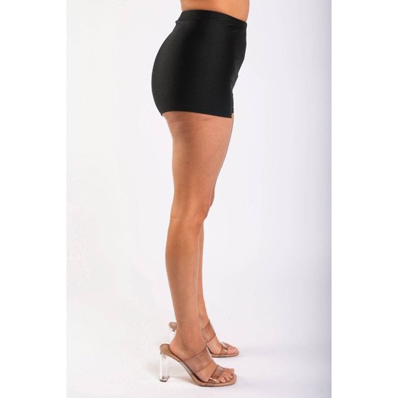 Women High Waist Shiny Tricot Stretchy Skinny Rave Dance Yoga Biker Shorts S M L - Picture 2 of 9